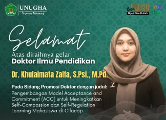 Selamat atas diraihnya gelar Doktor, Dr. Khulaimata Zalfa, S.Psi., M.Pd Selamat atas diraihnya gelar Doktor, Dr. Khulaimata Zalfa, S.Psi., M.Pd